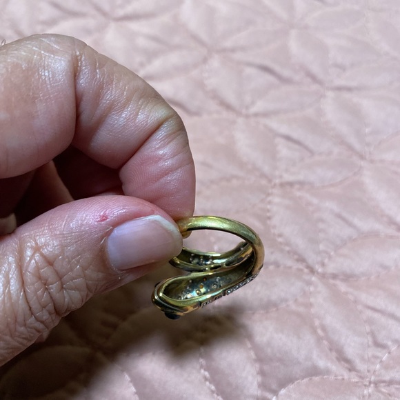 Sterling Silver bejeweled & gilded snake ring - Picture 11 of 13